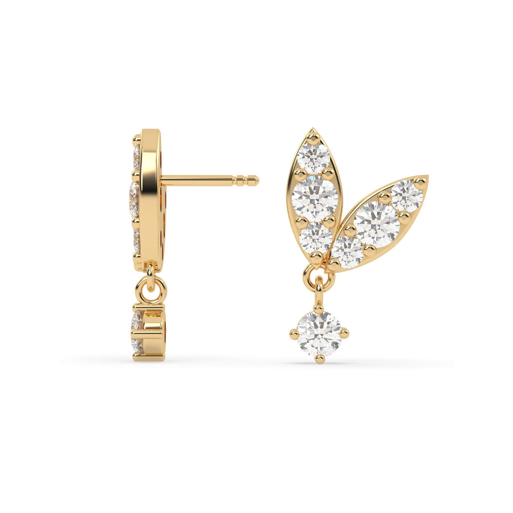 Petal And Drop Natural Diamond Designer Earrings