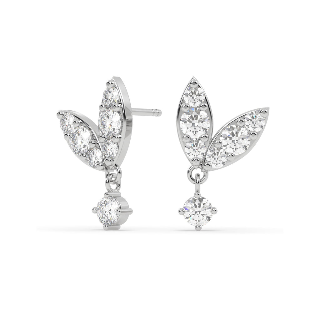 Petal And Drop Natural Diamond Designer Earrings