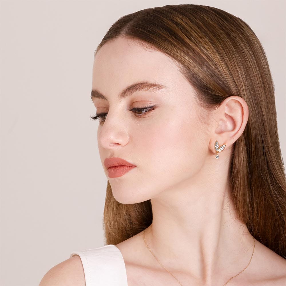 Petal And Drop Natural Diamond Designer Earrings