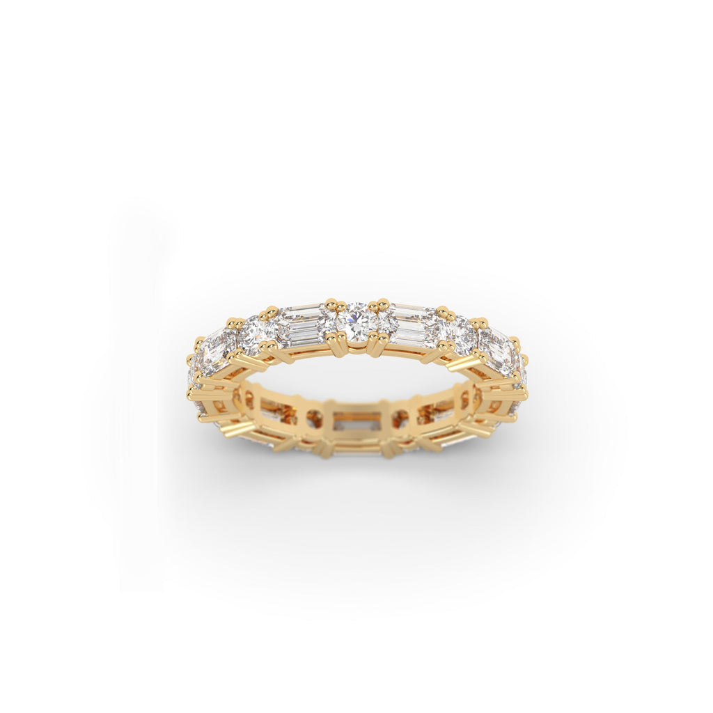 Round And Emerald Lab Grown Diamond Full Eternity Band Ring