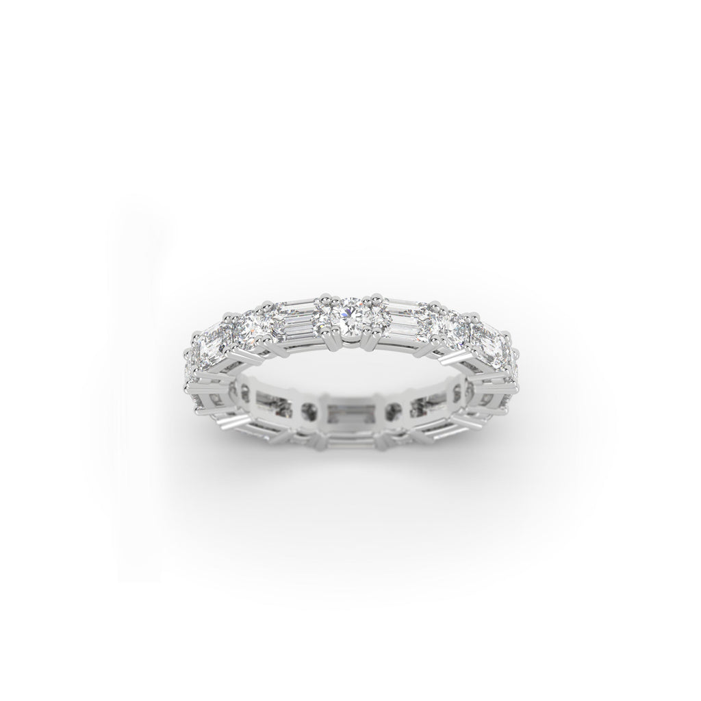 Round And Emerald Lab Grown Diamond Full Eternity Band Ring