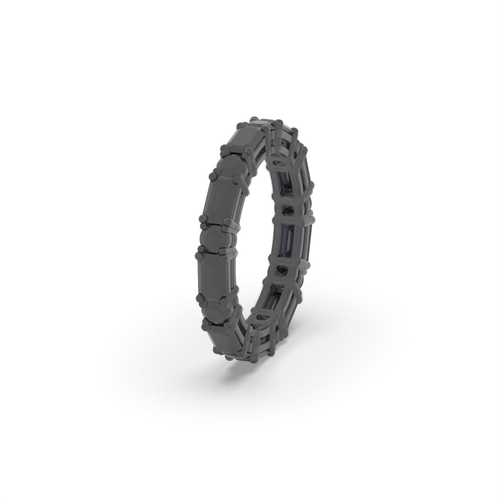 Round And Emerald Lab Grown Diamond Full Eternity Band Ring