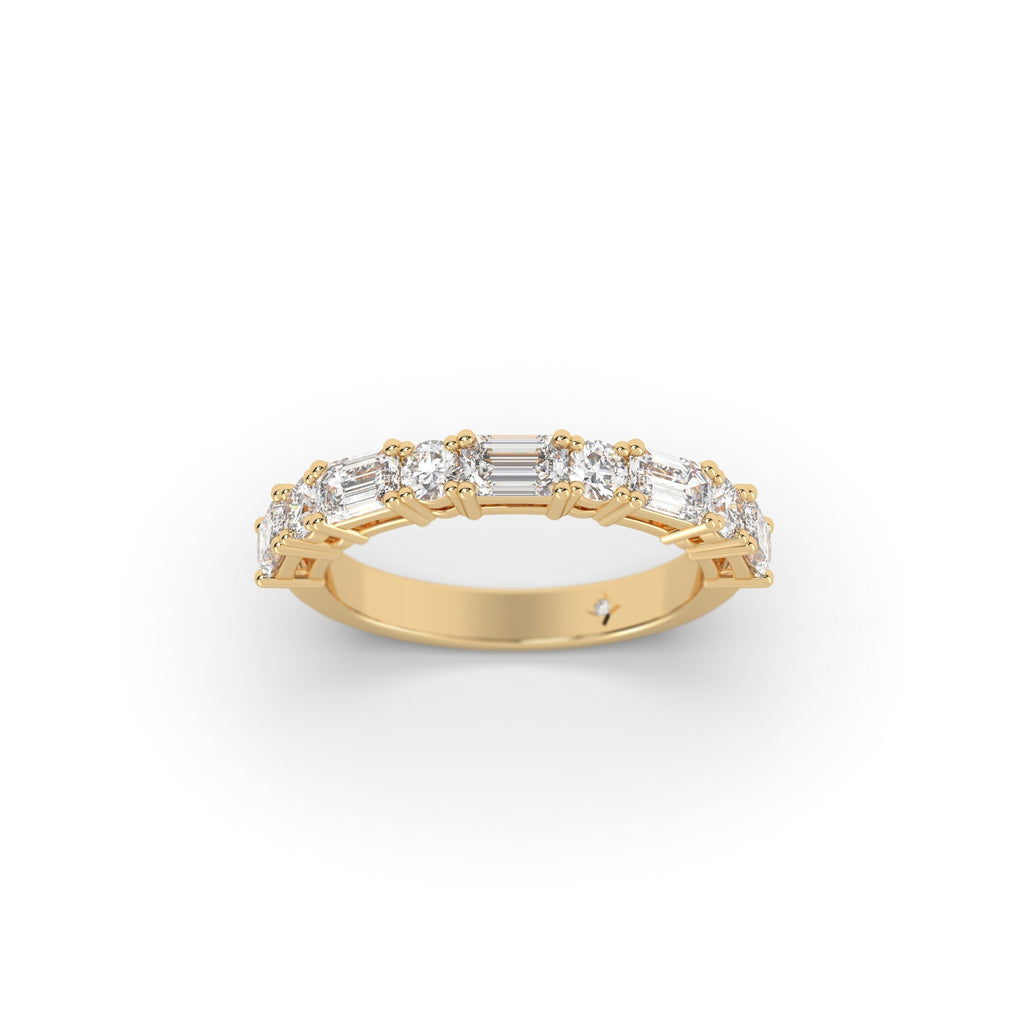 Round And Emerald Lab Grown Diamond Semi Eternity Band Ring