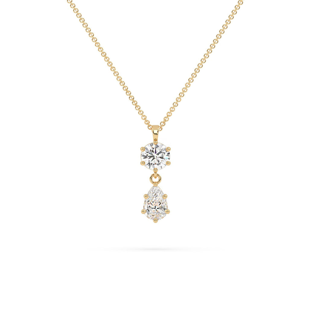 Round And Pear Shaped Lab Grown Diamond Pendant Necklace