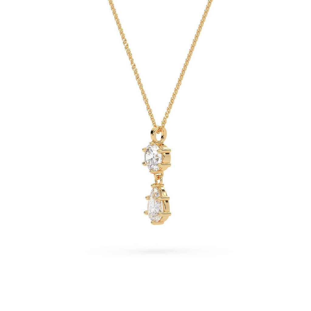 Round And Pear Shaped Lab Grown Diamond Pendant Necklace