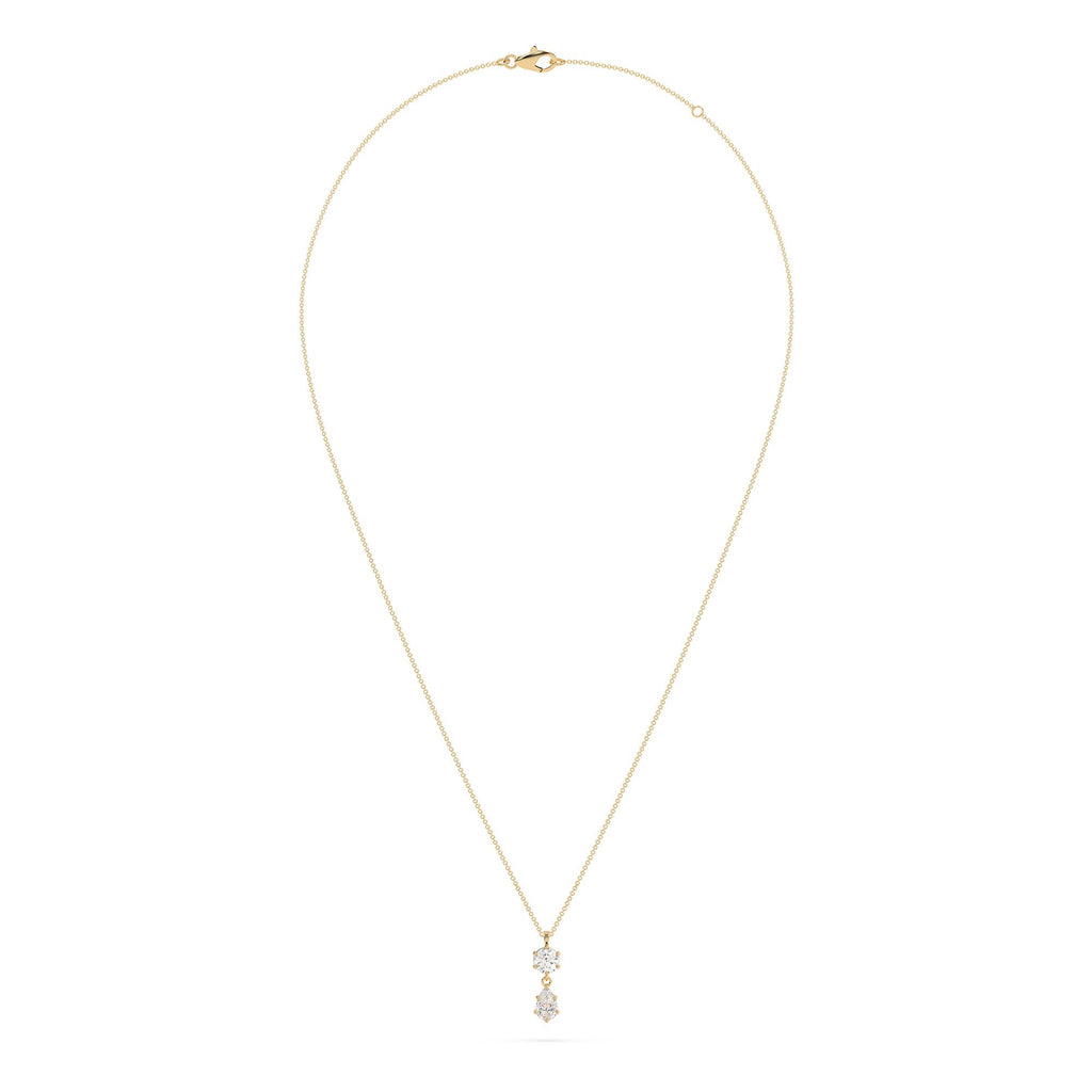 Round And Pear Shaped Lab Grown Diamond Pendant Necklace
