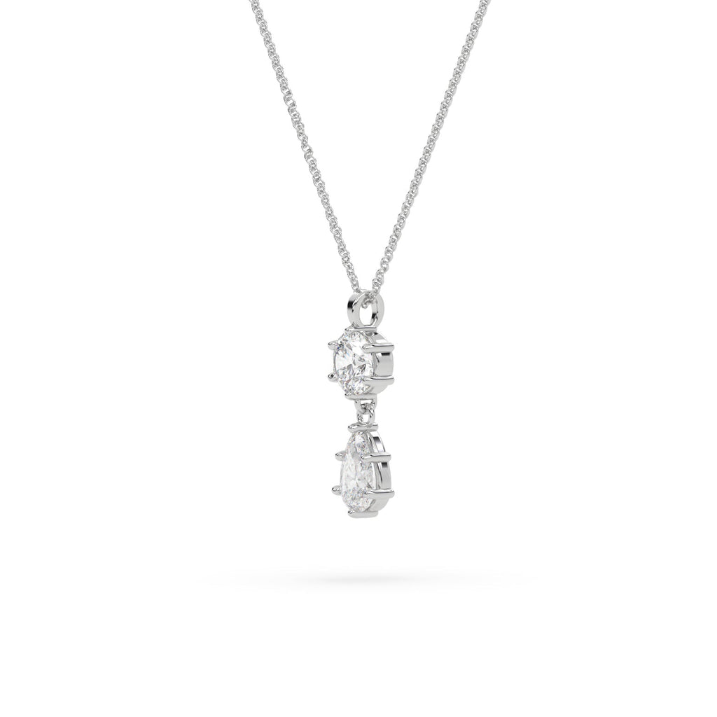 Round And Pear Shaped Lab Grown Diamond Pendant Necklace