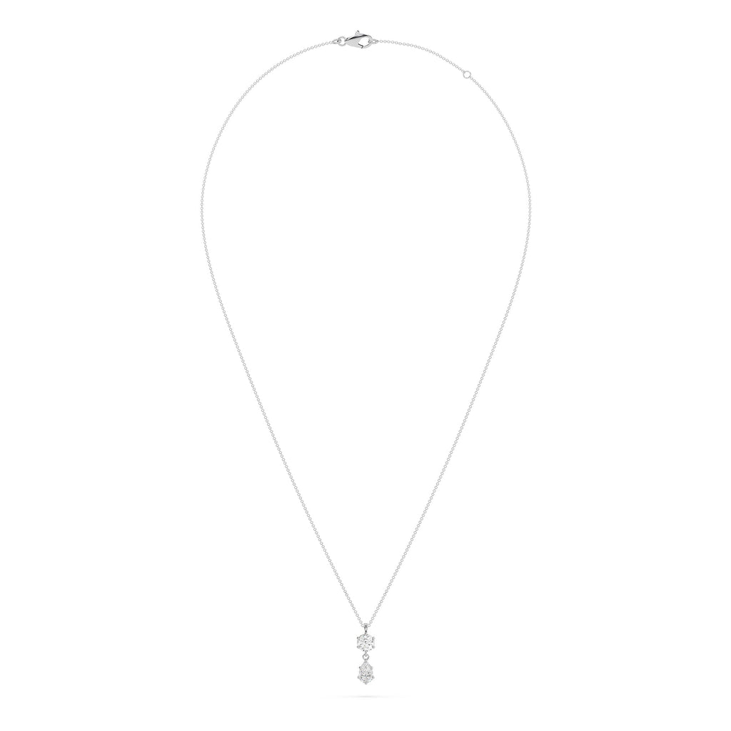 Round And Pear Shaped Lab Grown Diamond Pendant Necklace