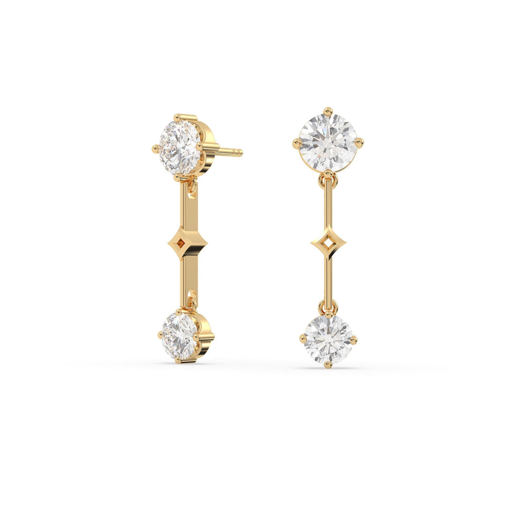 Round Brilliant Moissanite Dangling Bar Earrings