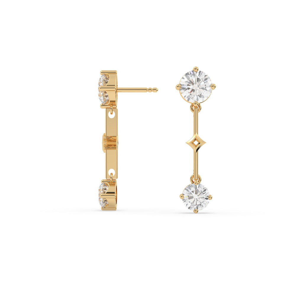 Round Brilliant Moissanite Dangling Bar Earrings