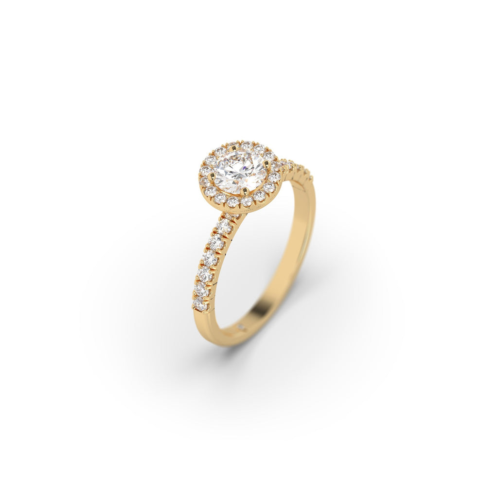 Round Clarity Enhanced Natural Diamond Halo Engagement Ring