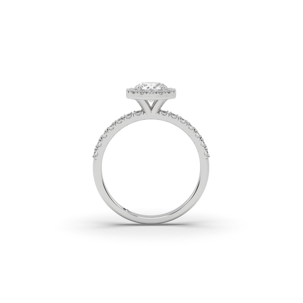 Round Clarity Enhanced Natural Diamond Halo Engagement Ring