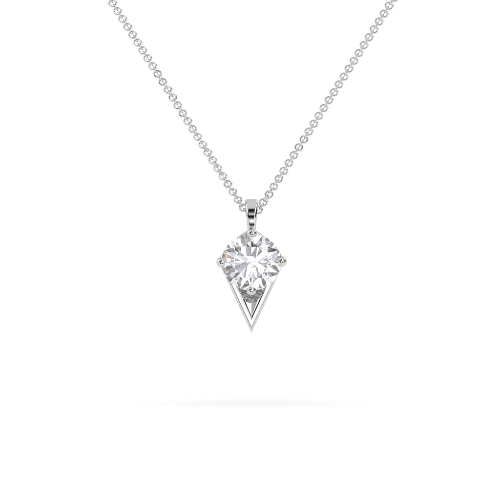 Round Moissanite Solitaire Arrow Design Pendant Necklace