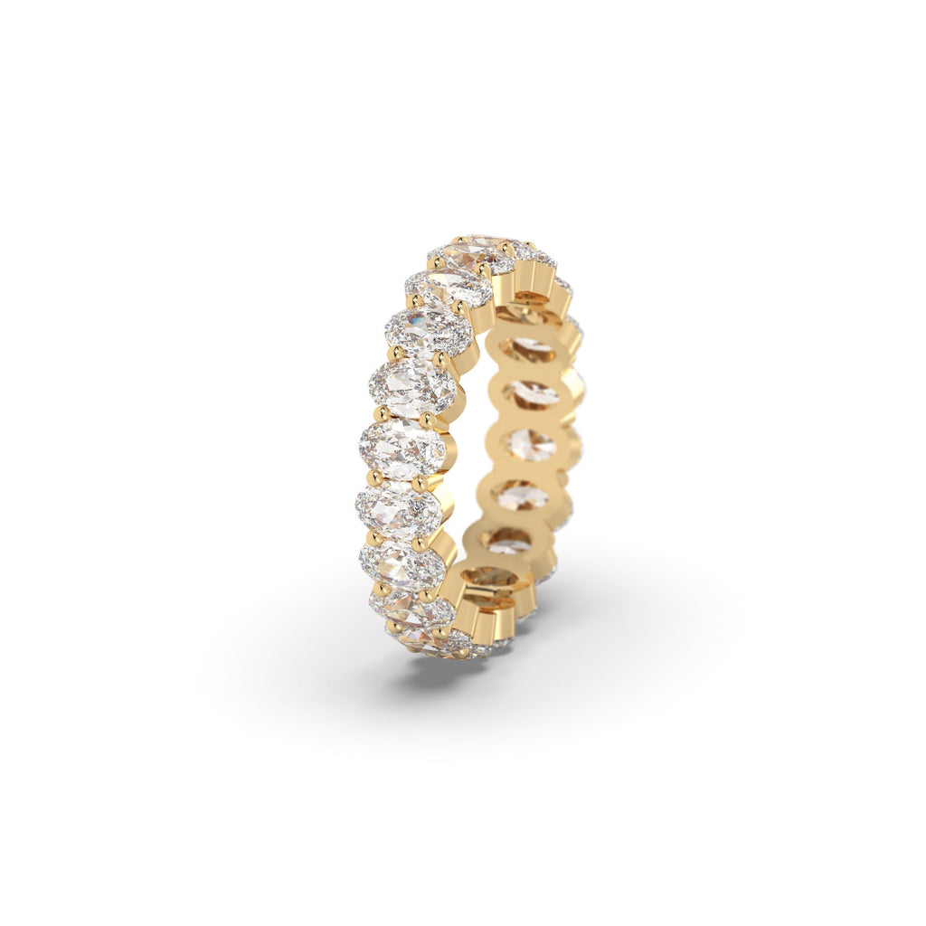 Shared Prong Oval Shaped Moissanite Full Eternity Ring