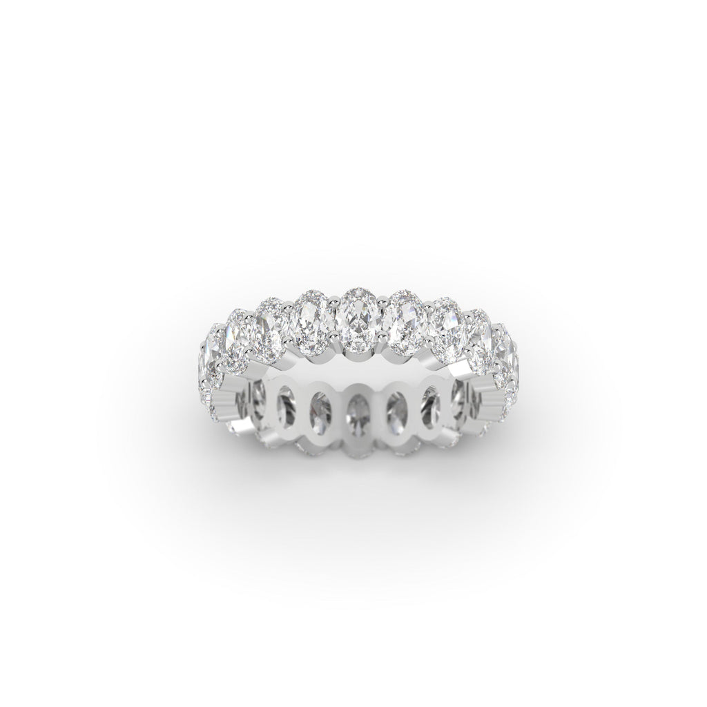 Shared Prong Oval Shaped Moissanite Full Eternity Ring