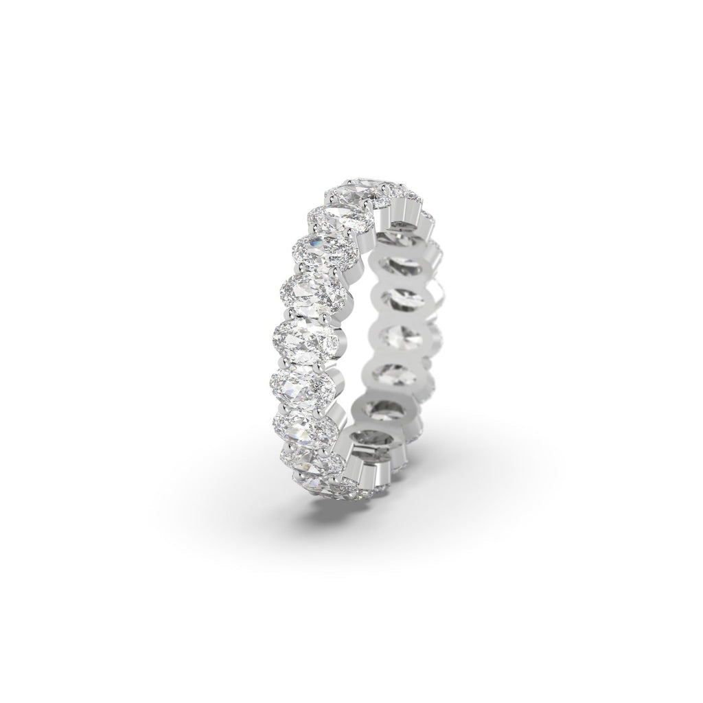 Shared Prong Oval Shaped Moissanite Full Eternity Ring