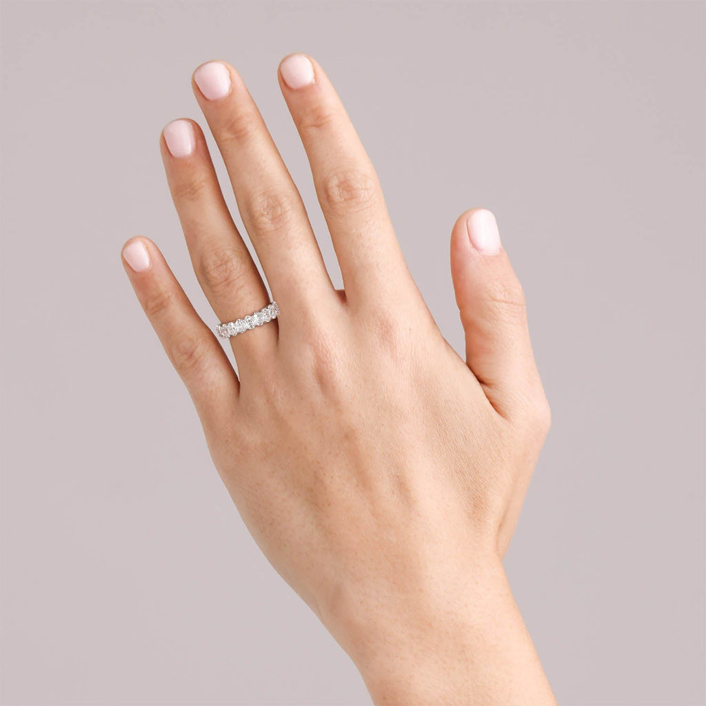 Shared Prong Oval Shaped Moissanite Full Eternity Ring