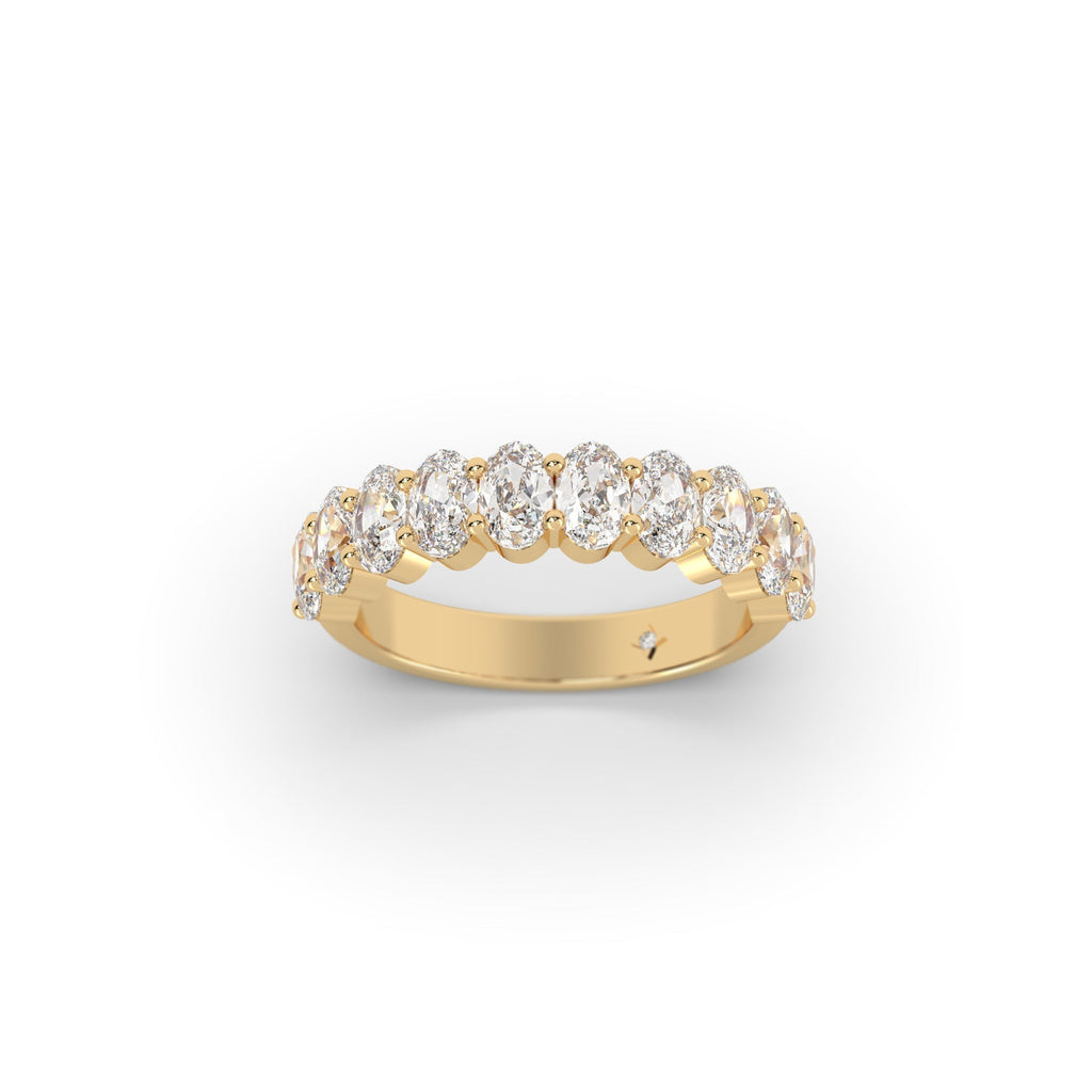 Shared Prong Oval Shaped Moissanite Semi Eternity Ring