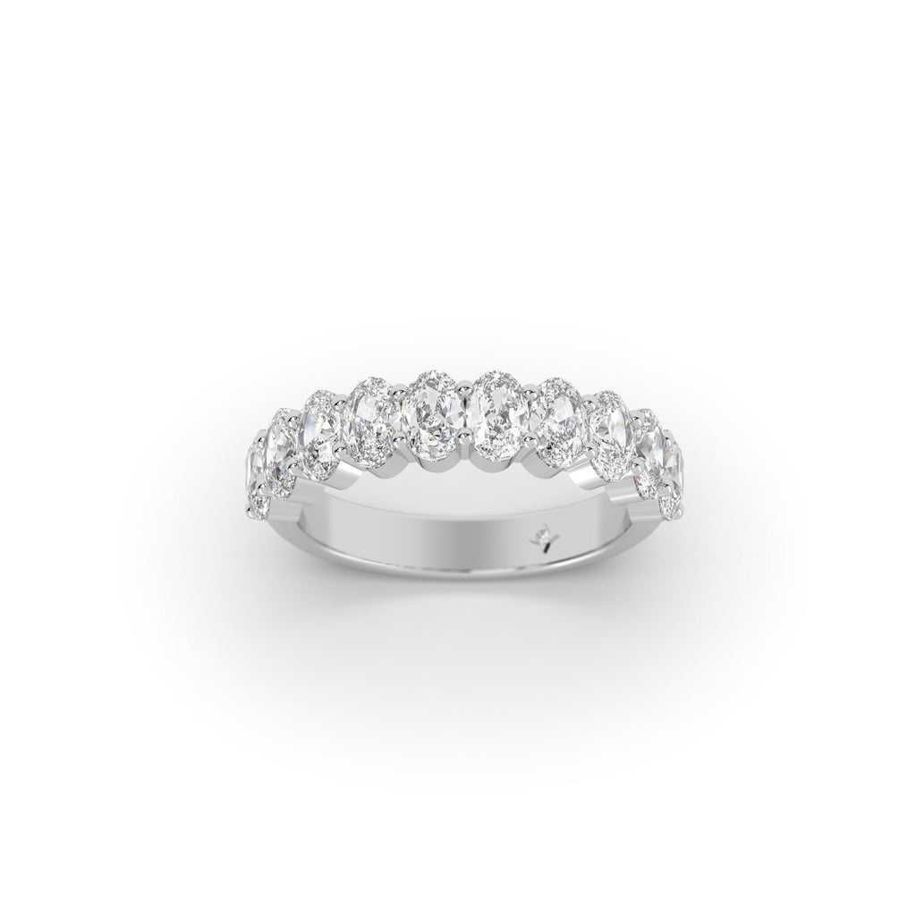 Shared Prong Oval Shaped Moissanite Semi Eternity Ring