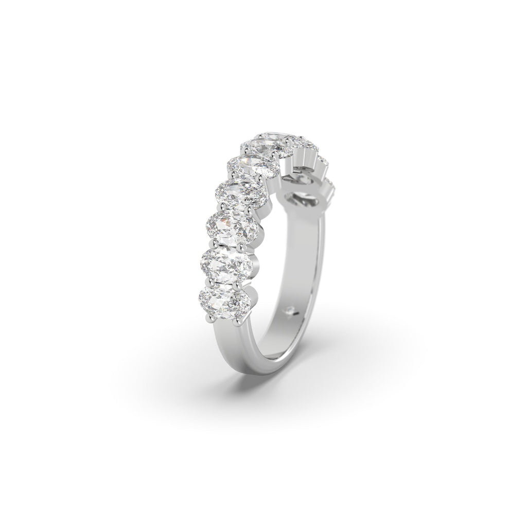 Shared Prong Oval Shaped Moissanite Semi Eternity Ring