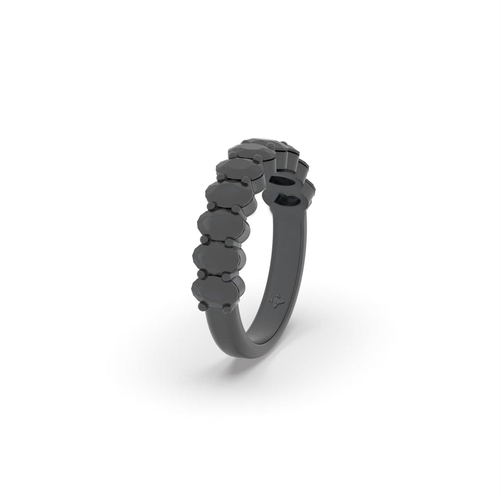 Shared Prong Oval Shaped Moissanite Semi Eternity Ring