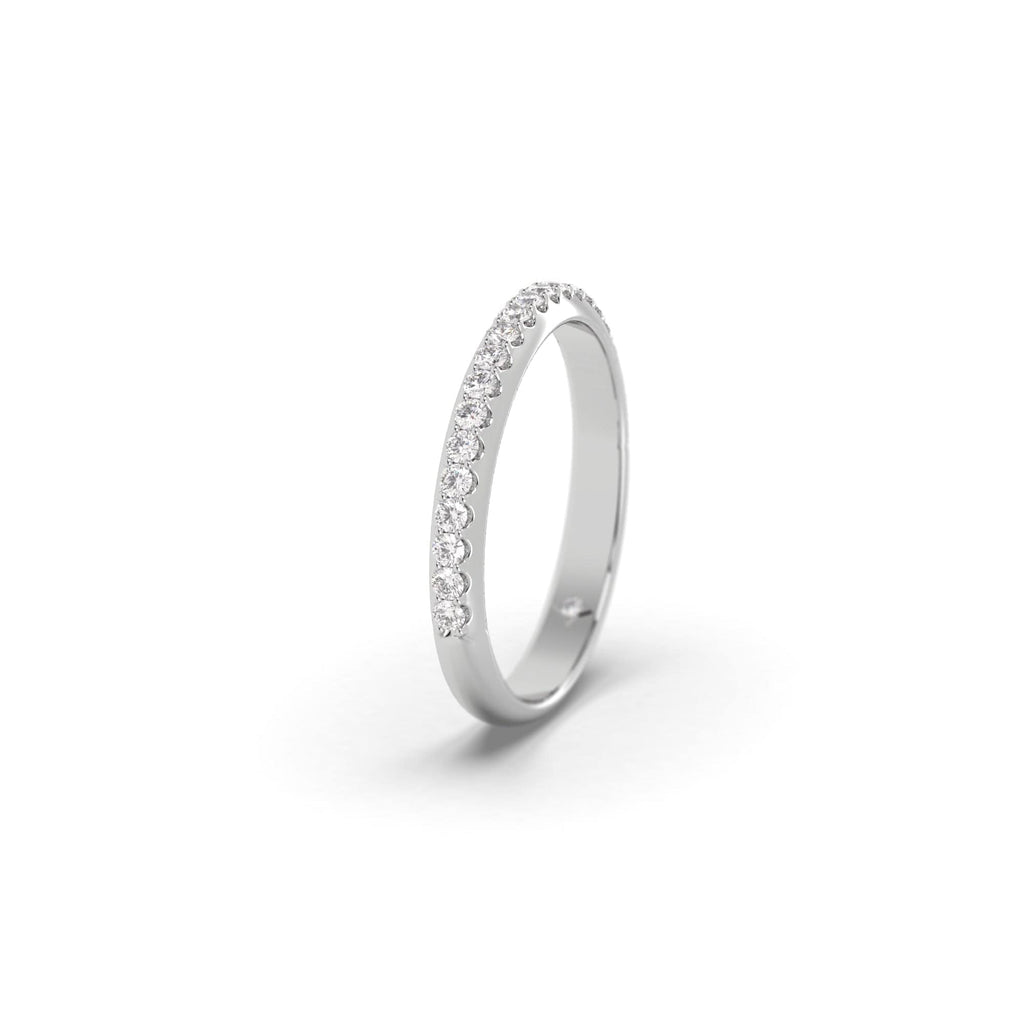 Shared Prong Pavé Diamond Platinum Wedding Ring Band