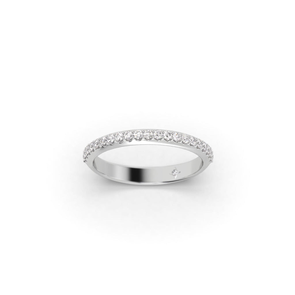 Shared Prong Pavé Diamond Platinum Wedding Ring Band