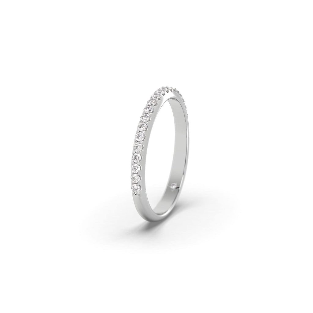 Shared Prong Pavé Thin Diamond Platinum Wedding Ring