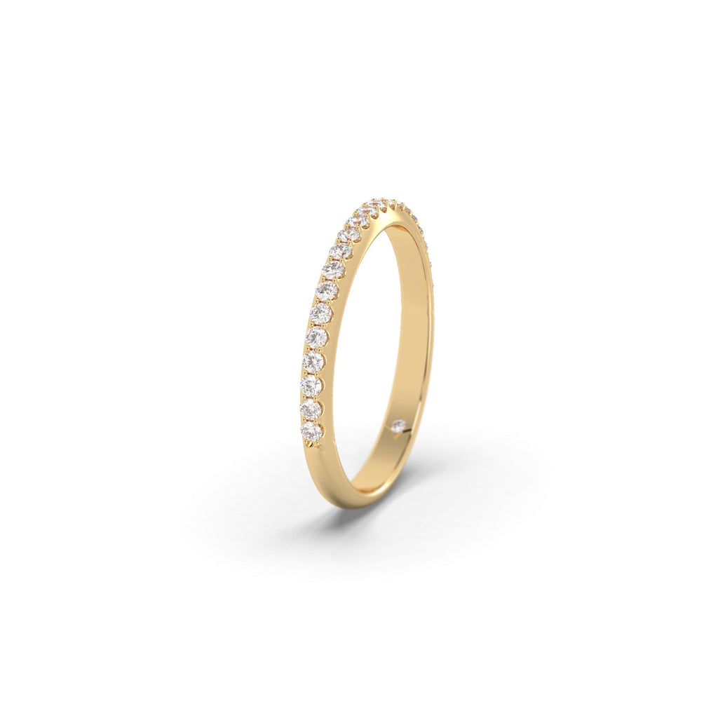 Shared Prong PavŽ Thin Diamond Wedding Ring