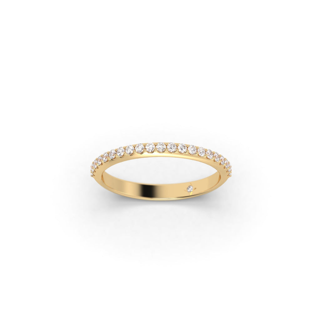 Shared Prong PavŽ Thin Diamond Wedding Ring