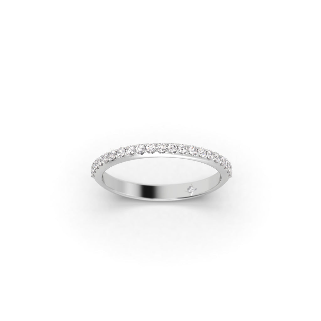 Shared Prong PavŽ Thin Diamond Wedding Ring