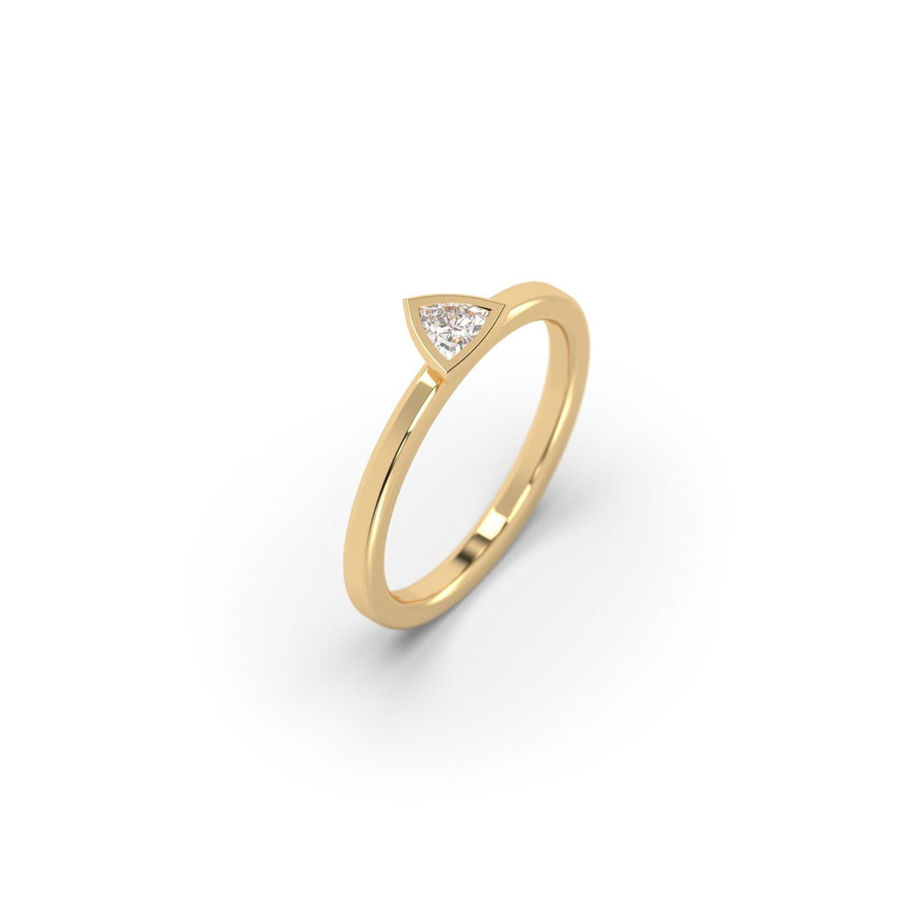 Engagement Stackable Natural Trillion Diamond Bezel Engagement Promise Ring