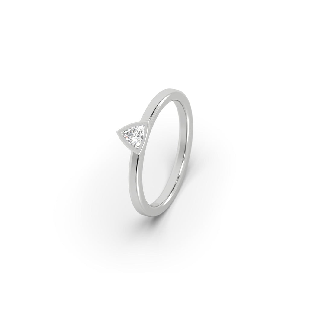 Engagement Stackable Natural Trillion Diamond Bezel Engagement Promise Ring