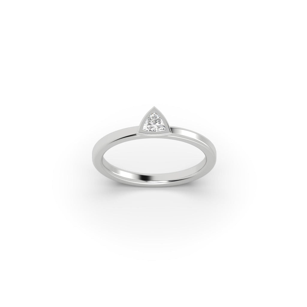Engagement Stackable Natural Trillion Diamond Bezel Engagement Promise Ring