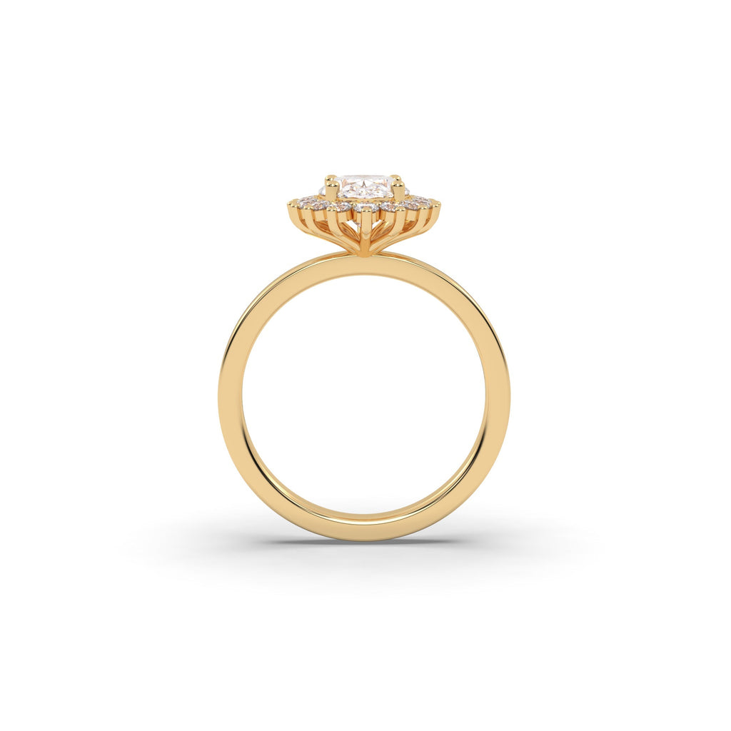Starburst Halo Lab Grown Oval Diamond Engagement Ring