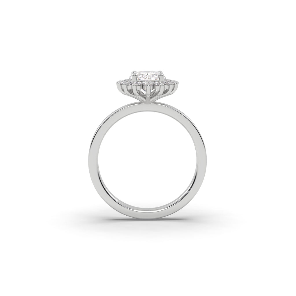 Starburst Halo Lab Grown Oval Diamond Engagement Ring