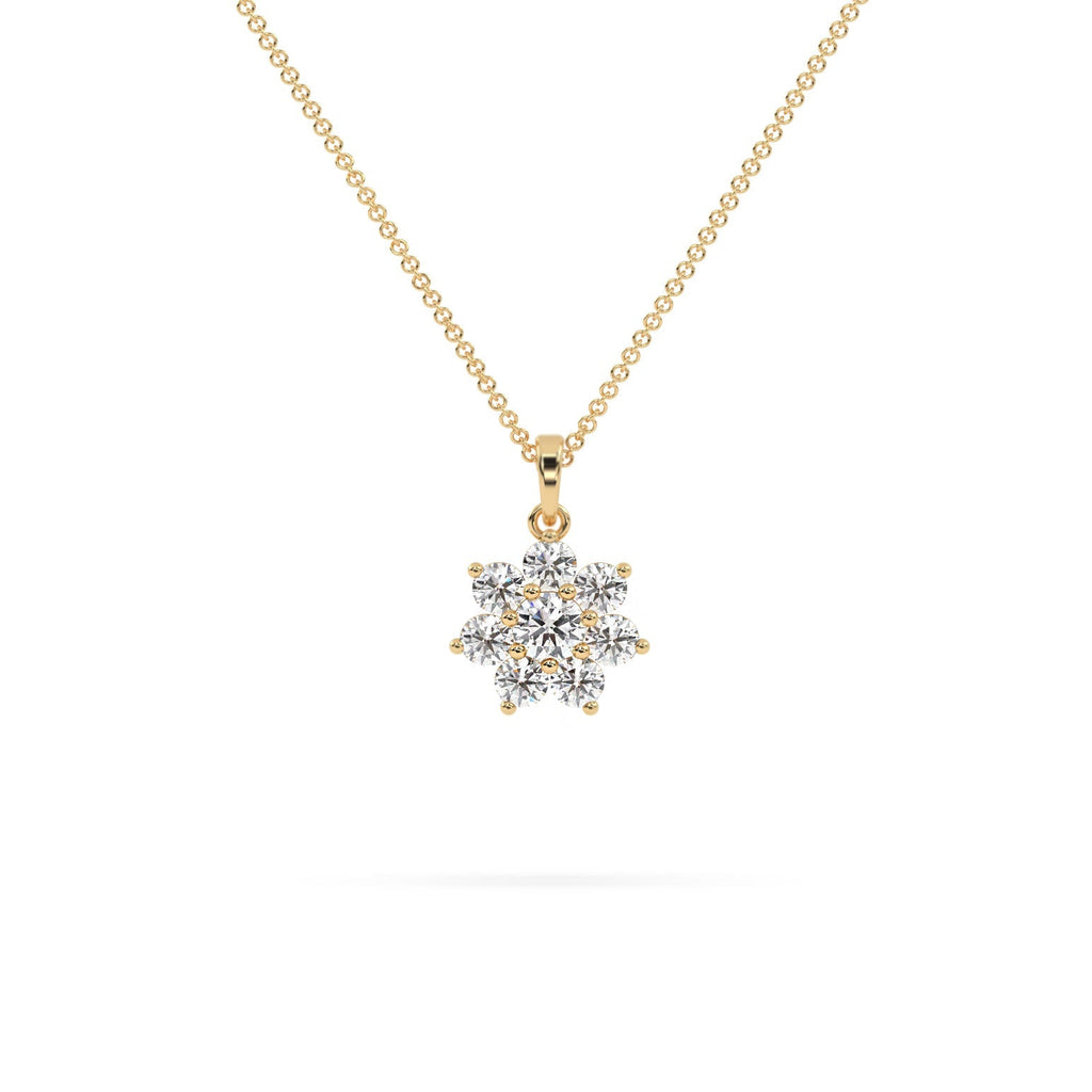 Starburst Halo Natural Diamond Cluster Pendant Necklace