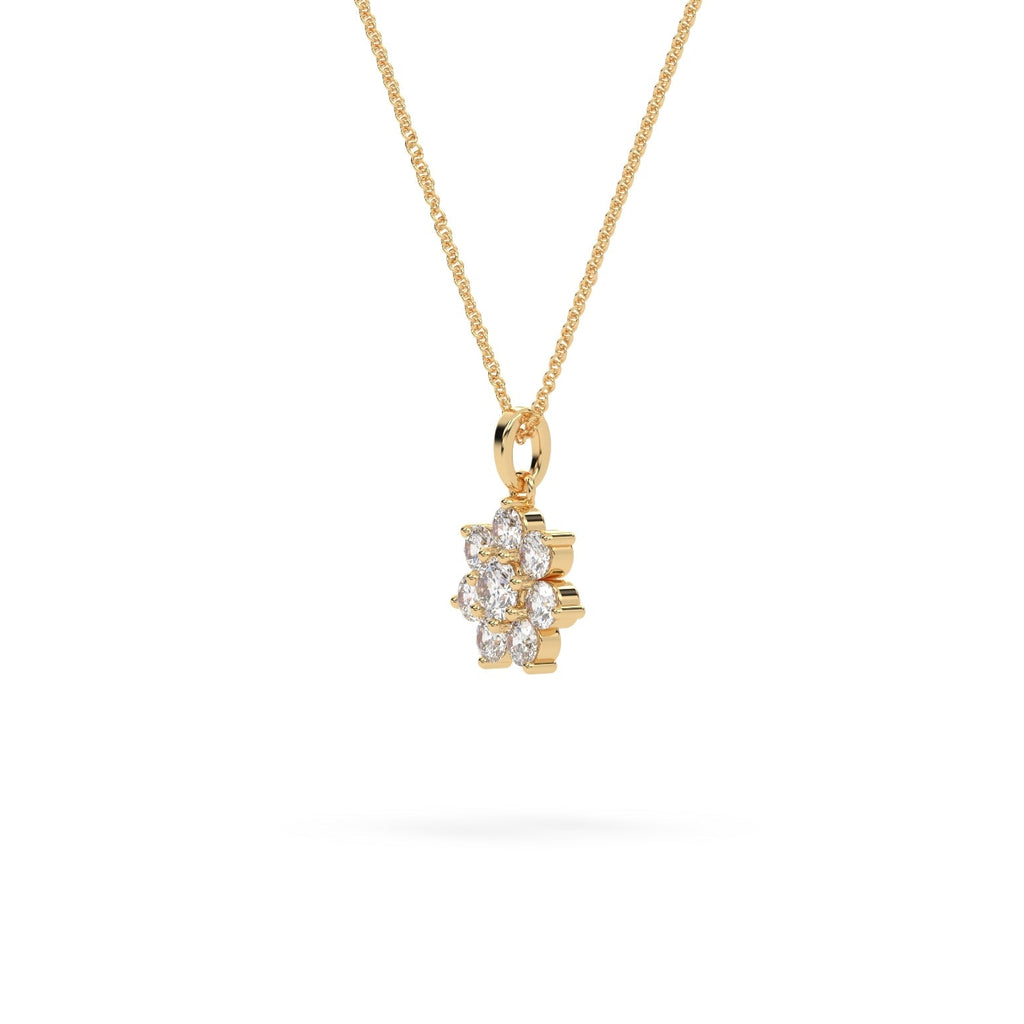 Starburst Halo Natural Diamond Cluster Pendant Necklace