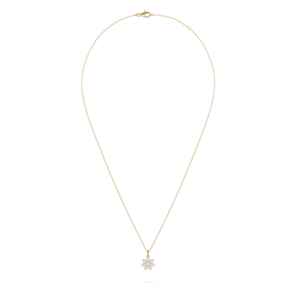 Starburst Halo Natural Diamond Cluster Pendant Necklace