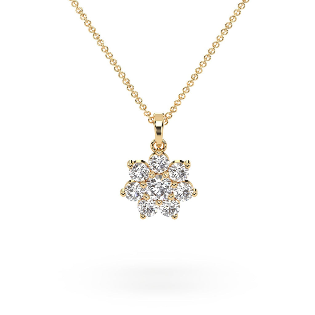Starburst Halo Natural Diamond Cluster Pendant Necklace