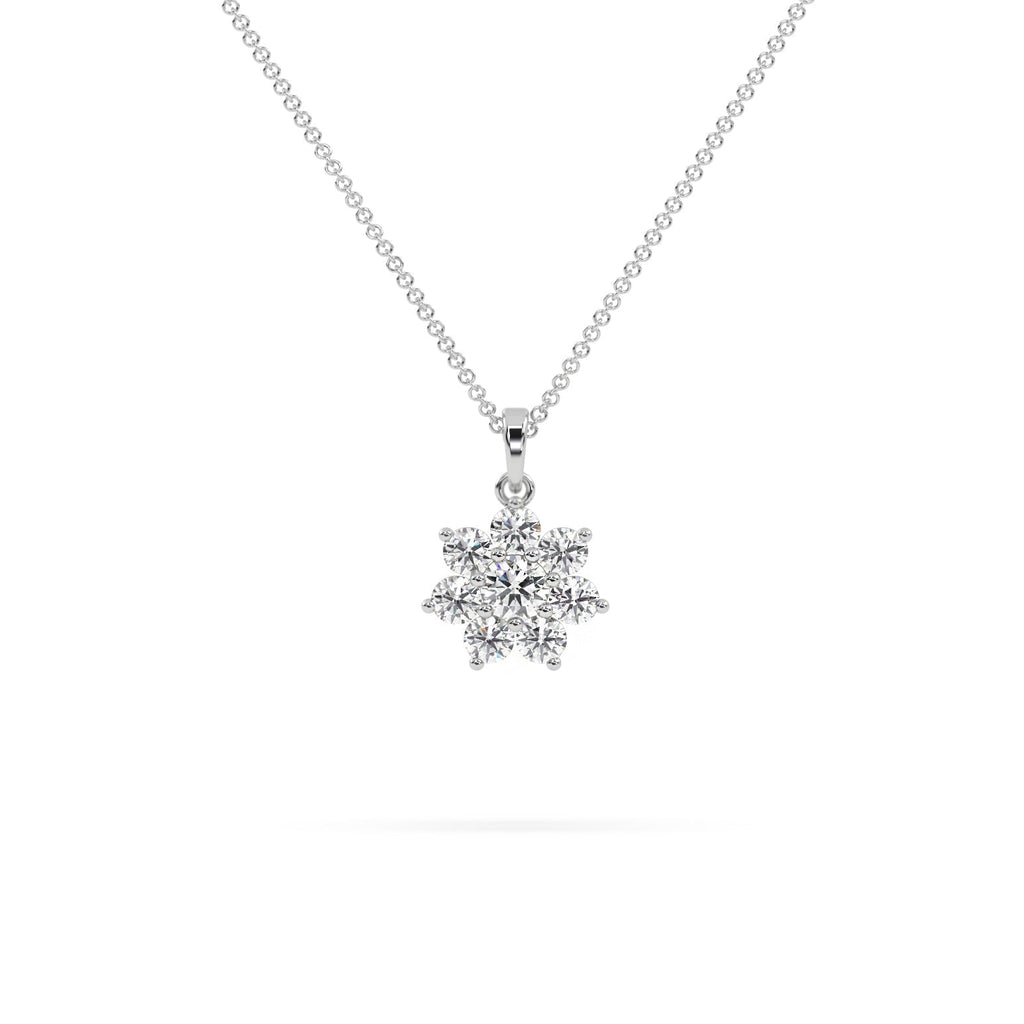 Starburst Halo Natural Diamond Cluster Pendant Necklace