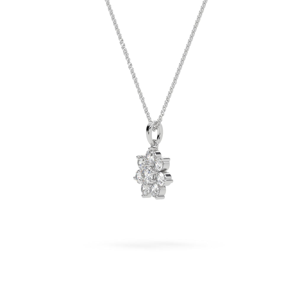 Starburst Halo Natural Diamond Cluster Pendant Necklace
