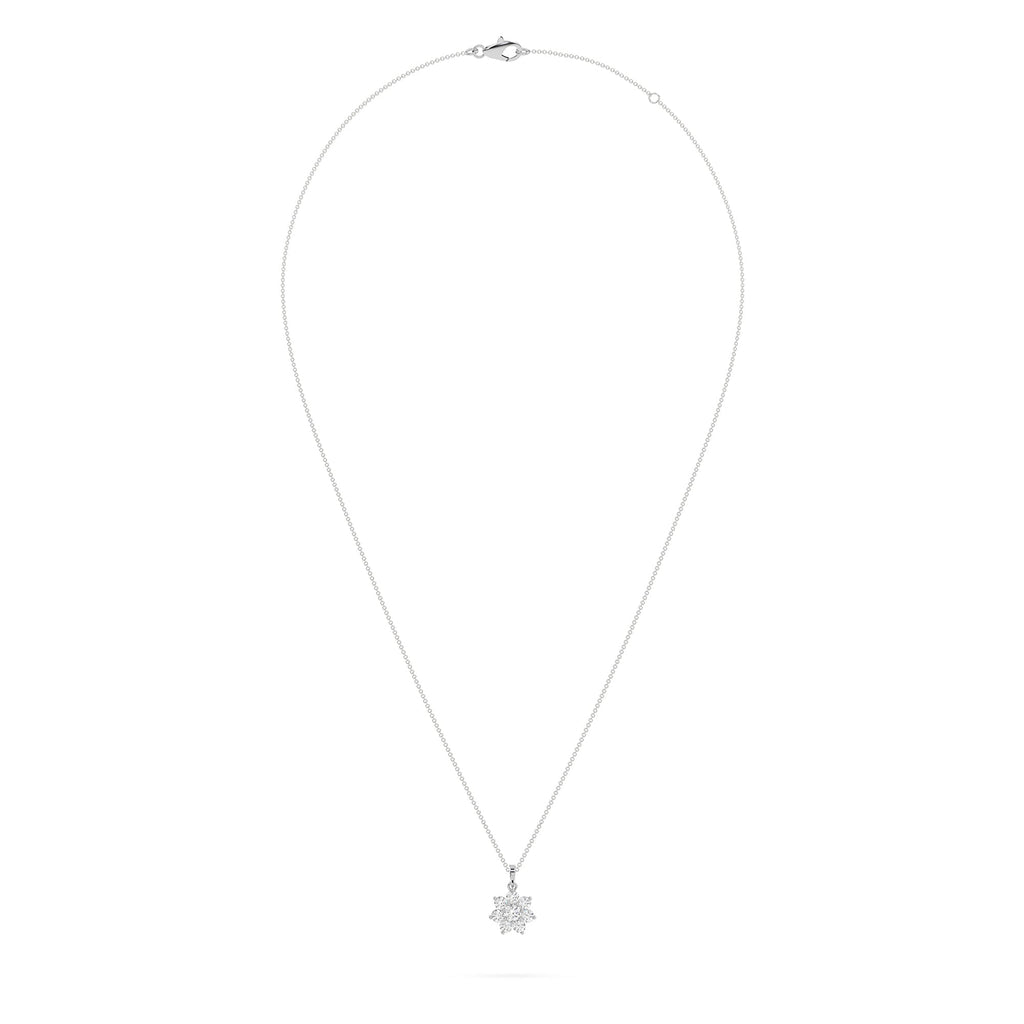 Starburst Halo Natural Diamond Cluster Pendant Necklace