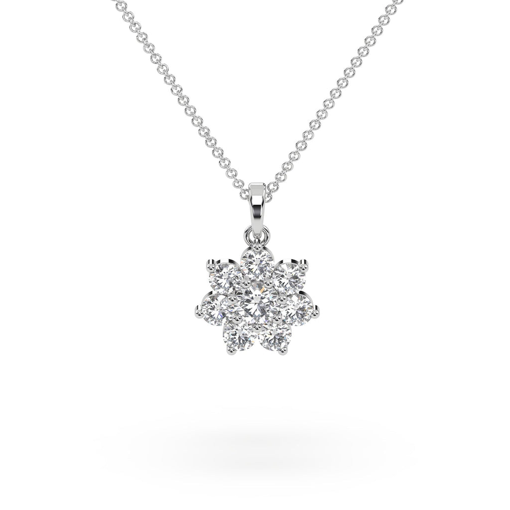 Starburst Halo Natural Diamond Cluster Pendant Necklace