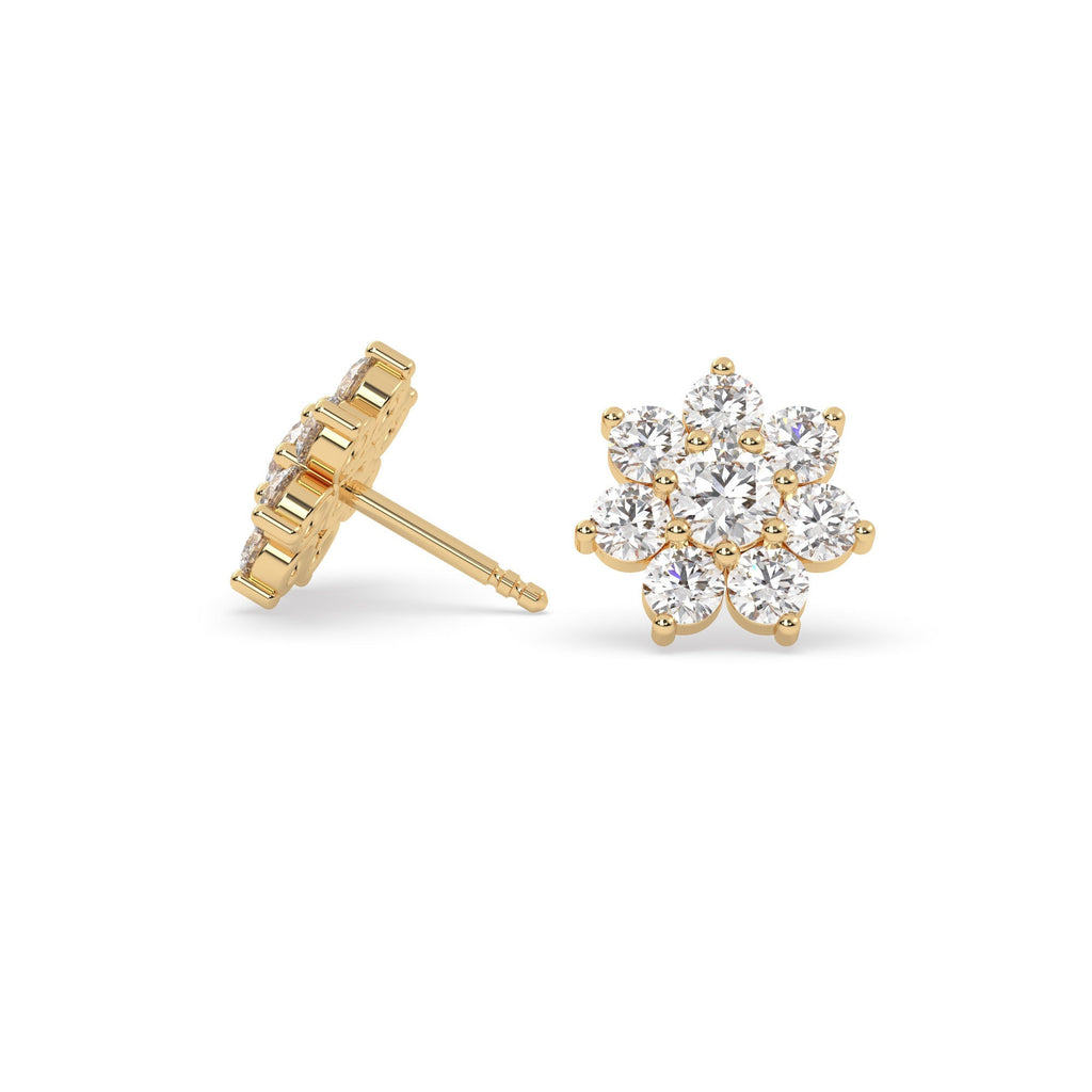 Starburst Halo Natural Diamond Stud Earrings
