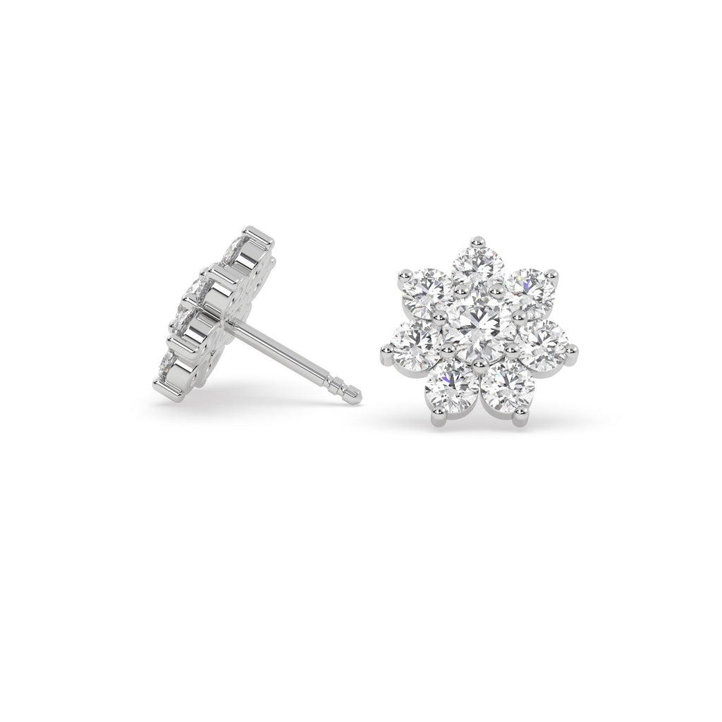 Starburst Halo Natural Diamond Stud Earrings