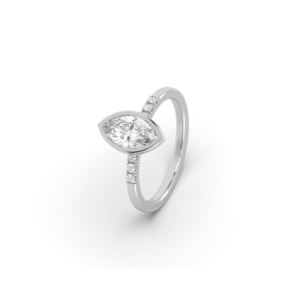 Engagement Sustainable Marquise Diamond Bezel Engagement Ring