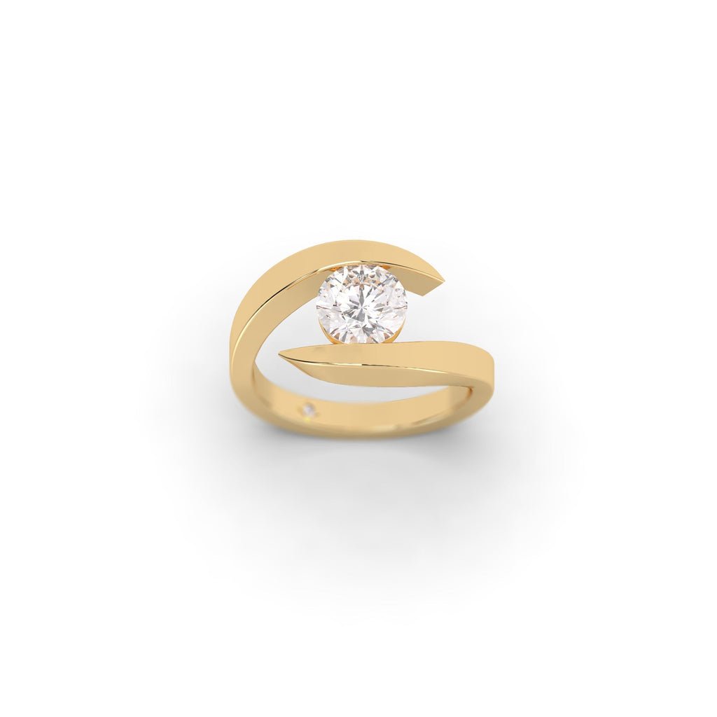 Tension Bypass Style Round Lab Grown Diamond Engagement Ring