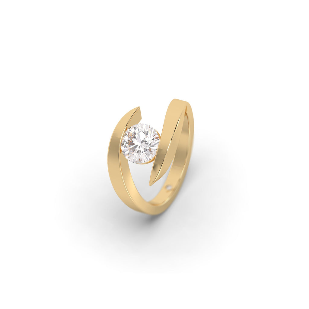 Tension Bypass Style Round Lab Grown Diamond Engagement Ring