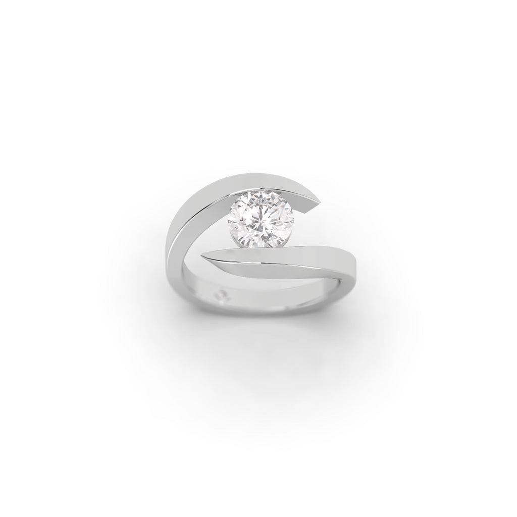 Tension Bypass Style Round Lab Grown Diamond Engagement Ring